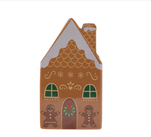 Christmas Morning Gingerbread House Icon Ceramic Candle