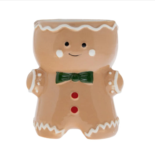 Christmas Morning Gingerbread Man Icon Ceramic Candle