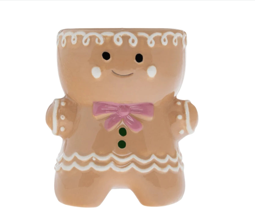 Gingerbread Cookies Gingerbread Girl Icon Ceramic Candle  Christmas Holiday