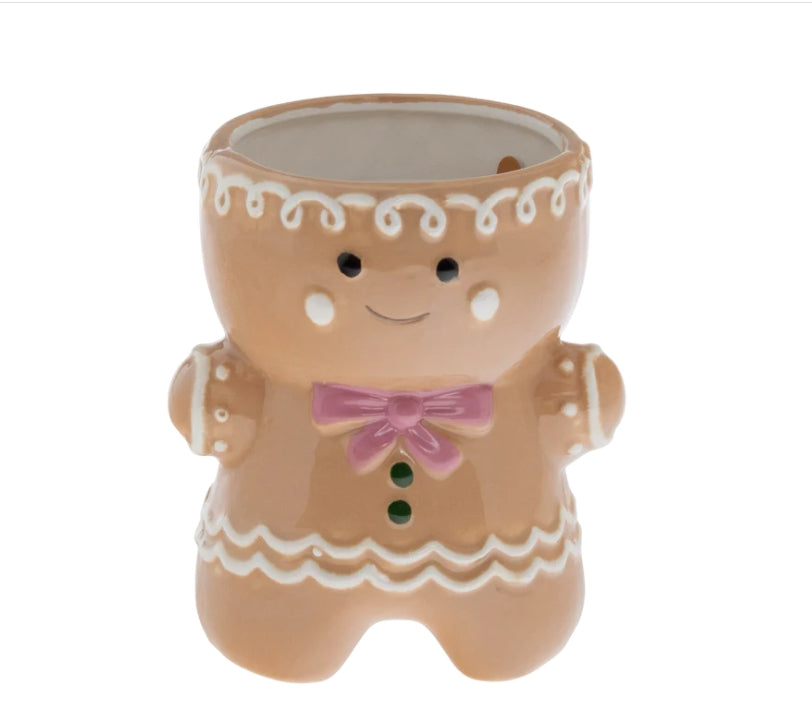 Gingerbread Cookies Gingerbread Girl Icon Ceramic Candle  Christmas Holiday
