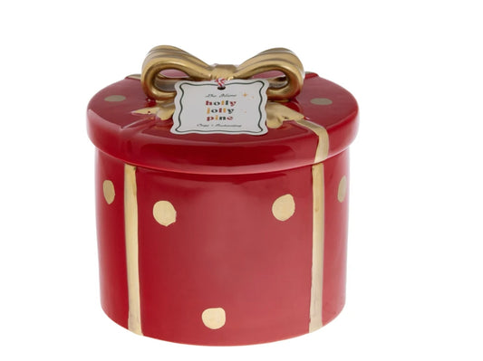 XL Holly Jolly Pine Christmas Gift Icon Ceramic Candle  Christmas Holiday