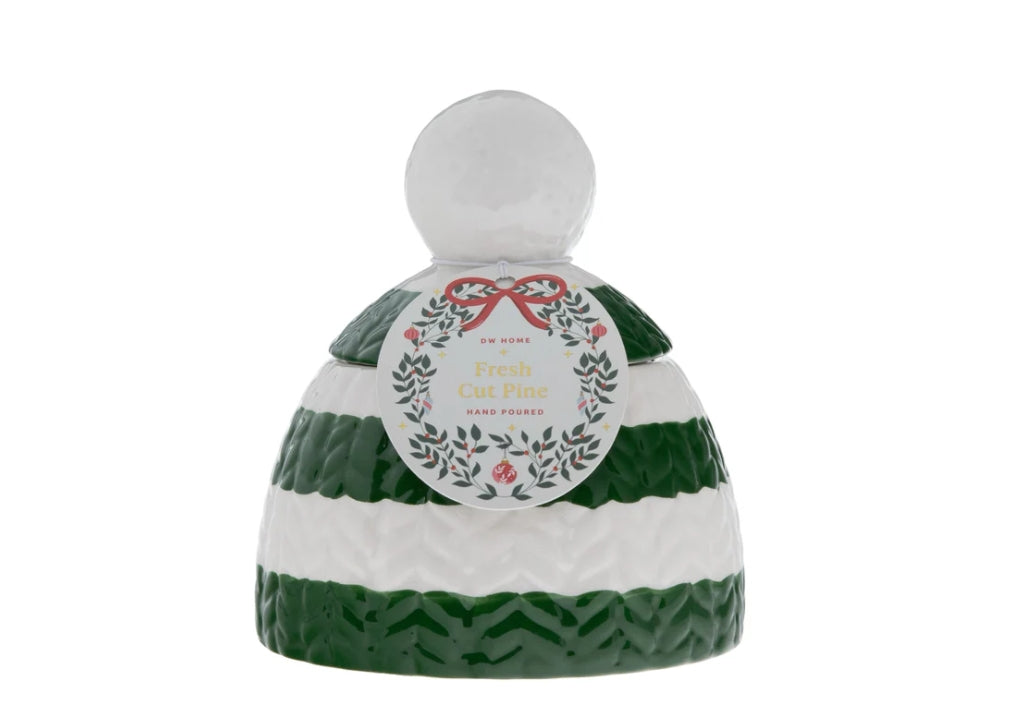 Fresh Cut Pine Christmas Hat Beanie Icon Ceramic Candle