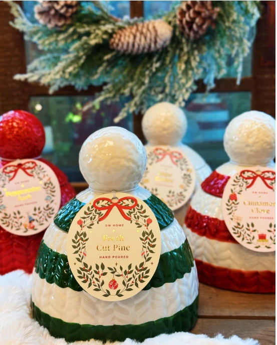 Fresh Cut Pine Christmas Hat Beanie Icon Ceramic Candle