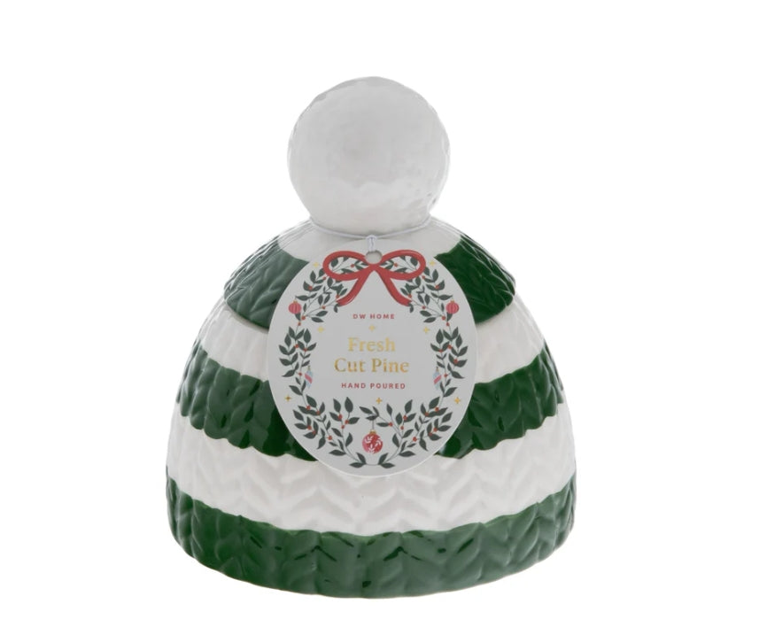 Fresh Cut Pine Christmas Hat Beanie Icon Ceramic Candle