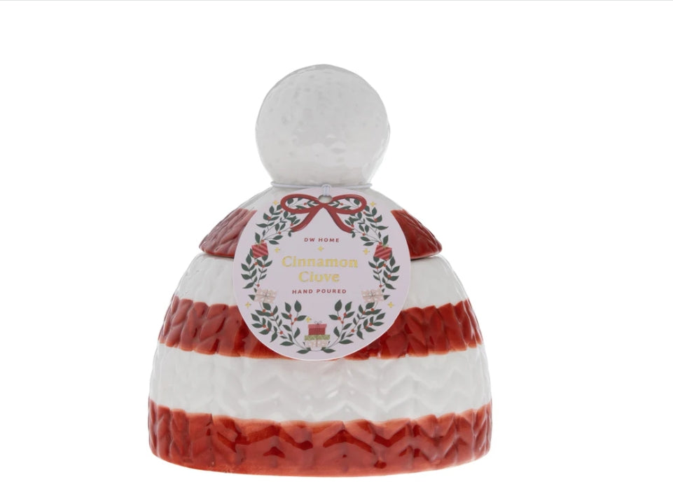 Cinnamon Clove Christmas Hat Beanie Icon Ceramic Candle