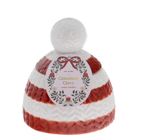 Cinnamon Clove Christmas Hat Beanie Icon Ceramic Candle
