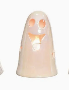 Candelabro de cerámica con forma de fantasma perlado para Halloween, votivo 3: Cerámica