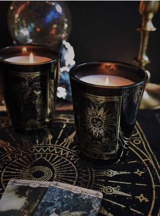 The Lovers Tarot Oakmoss Orchard Large Glass Candle