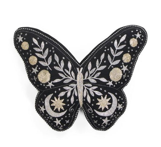 Celestial Moon Stars Butterfly Shaped Large Pillow
