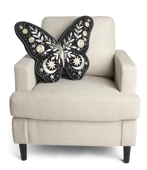 Celestial Moon Stars Butterfly Shaped Large Pillow