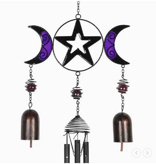 Triple Moon Witch Bells with Wind Chime