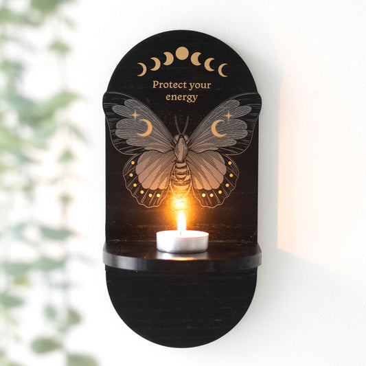 Black Moth Altar Shelf Moon Phases