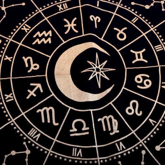 Black Astrology Wheel Altar Cloth