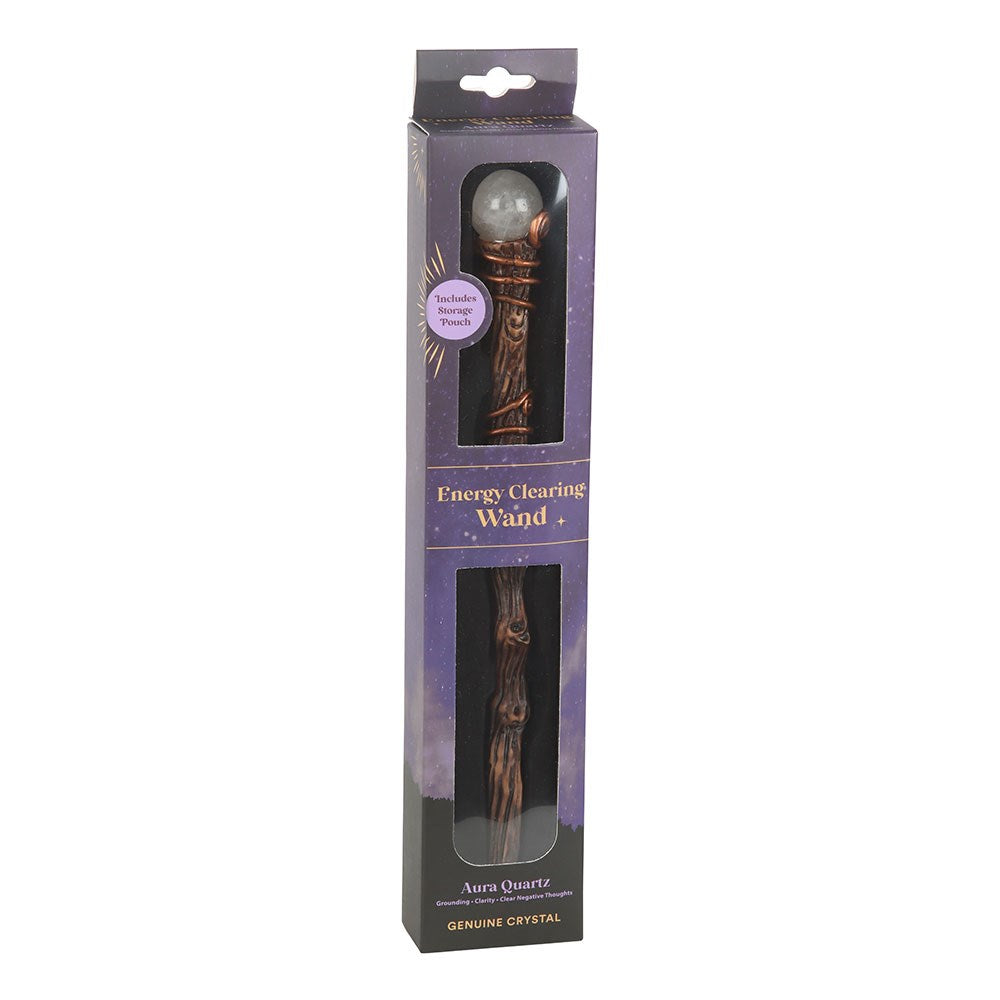 Crystal Wand in a Pouch Quartz, Aventurine, Obsidian