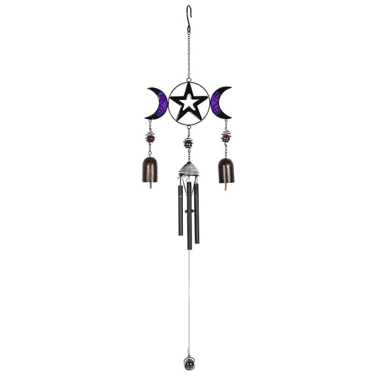 Triple Moon Witch Bells with Wind Chime