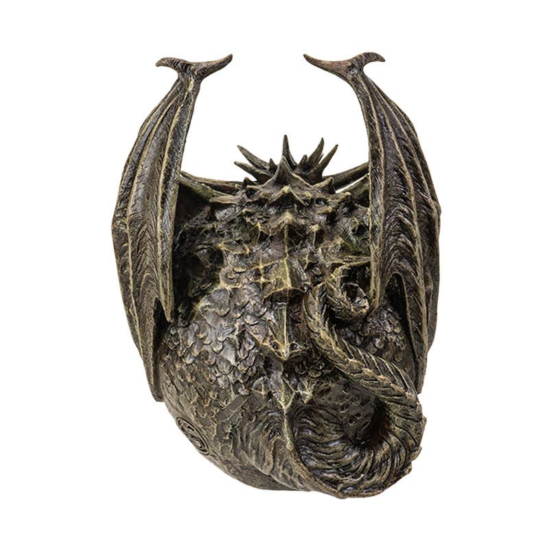 Draco Dragon and Skull Figurine – Gothic Cold Cast Resin Decor
