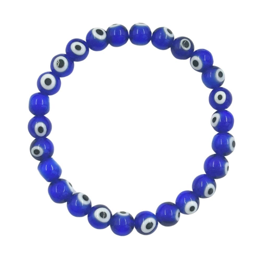 All Seeing Eye Evil Eye Protection Bracelet - 8mm Dark Blue Crystal - Gothic & Alternative Gift - Haunted