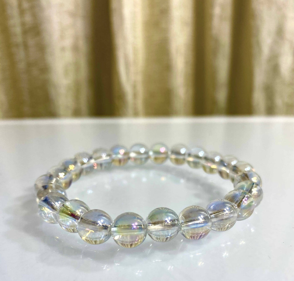 Angel Aura Clear Quartz 8mm Crystal Healing Stretch Bracelet Crystals - Gothic & Alternative Gift - Haunted