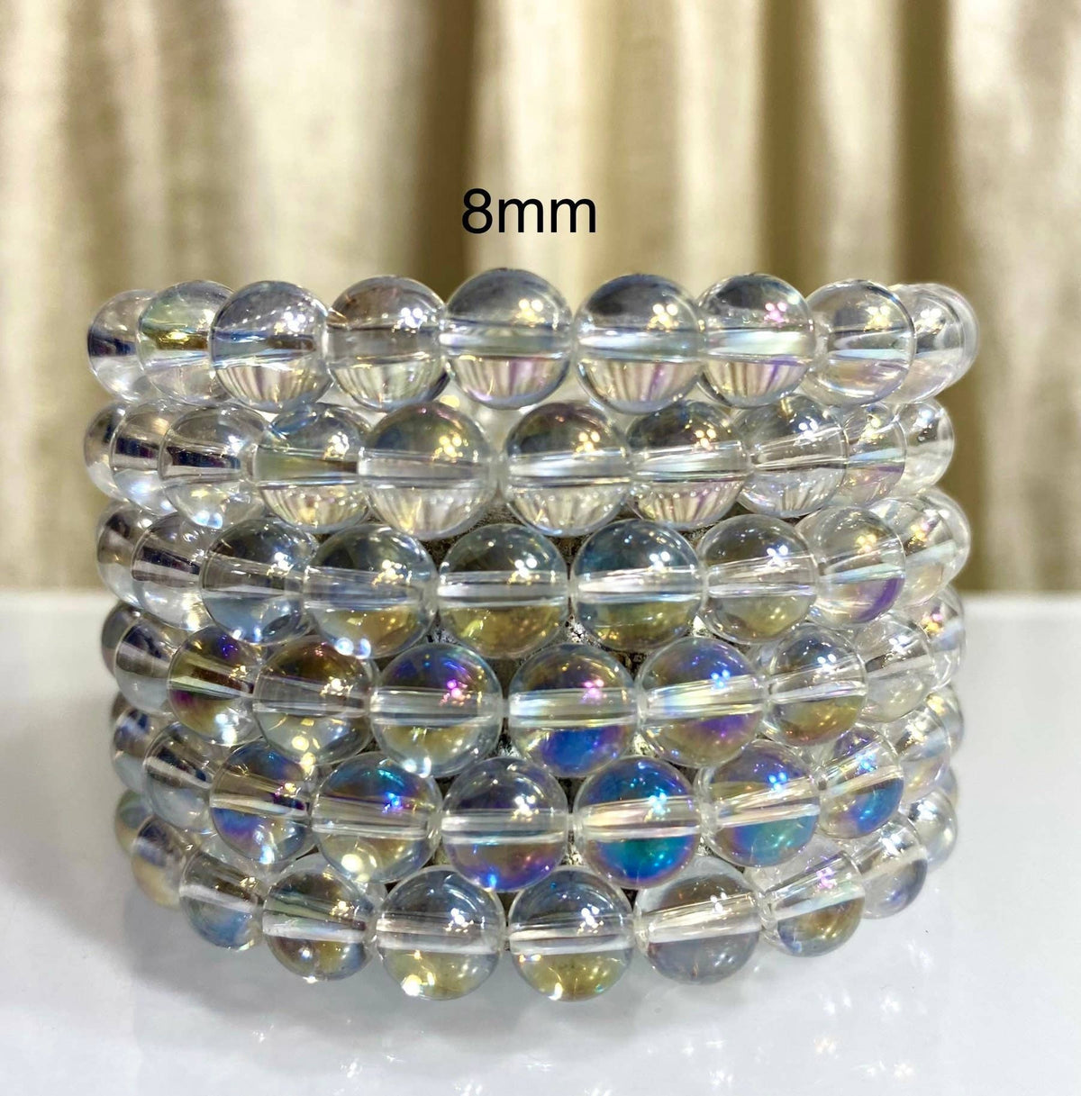 Angel Aura Clear Quartz 8mm Crystal Healing Stretch Bracelet Crystals - Gothic & Alternative Gift - Haunted