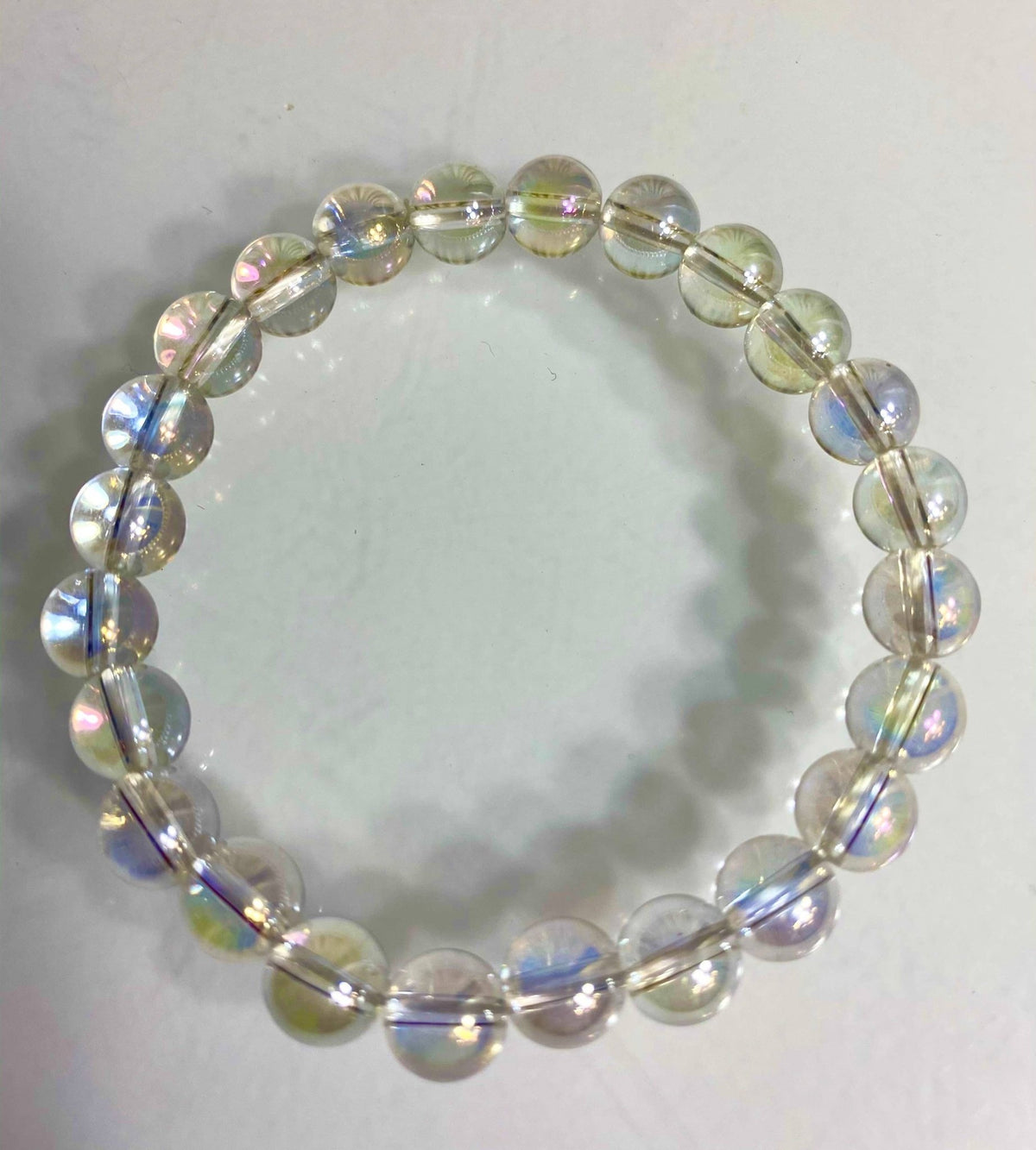 Angel Aura Clear Quartz 8mm Crystal Healing Stretch Bracelet Crystals - Gothic & Alternative Gift - Haunted