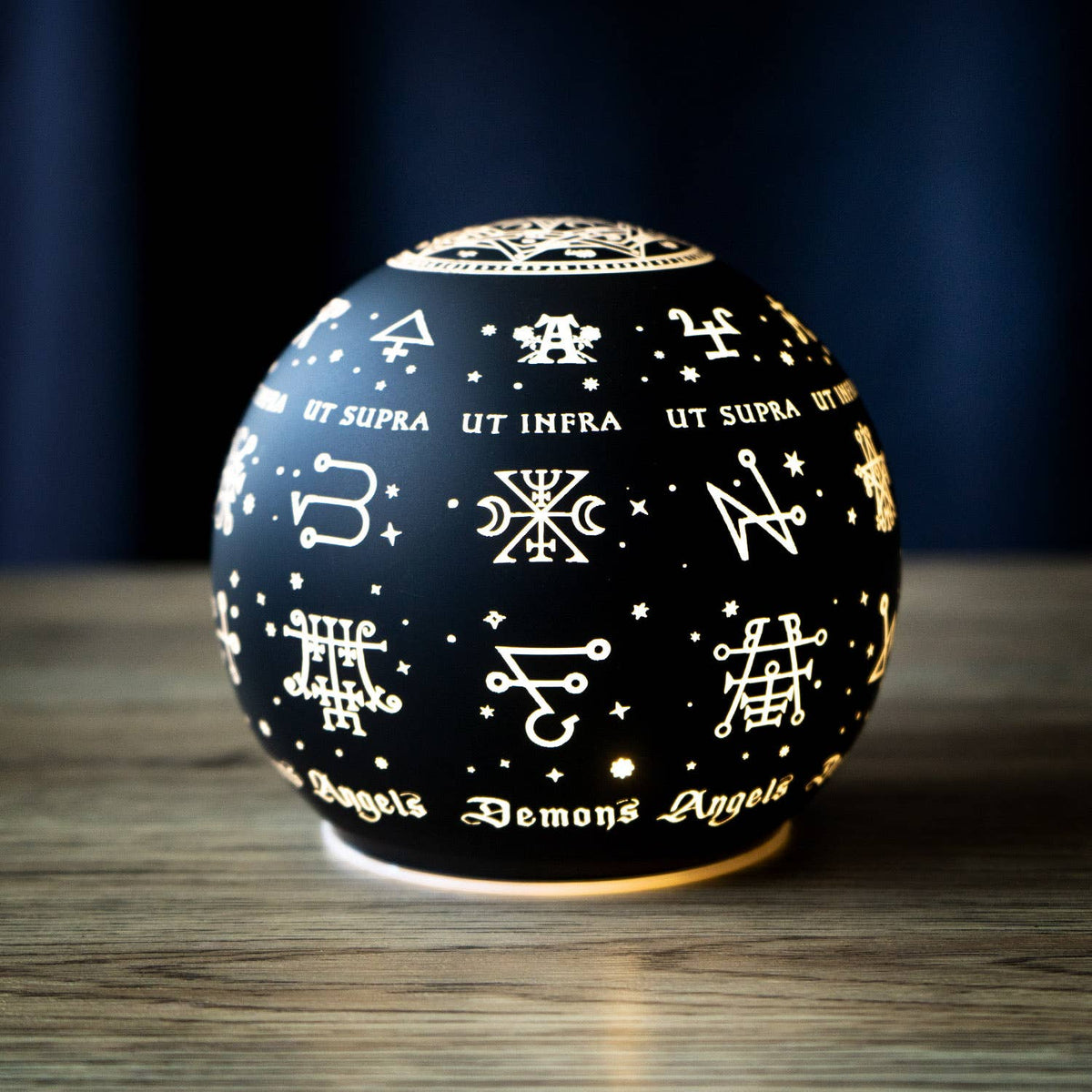 Angels & Demons LED Glass Globe Light Table Lamp Lantern Tableware - Gothic & Alternative Gift - Haunted