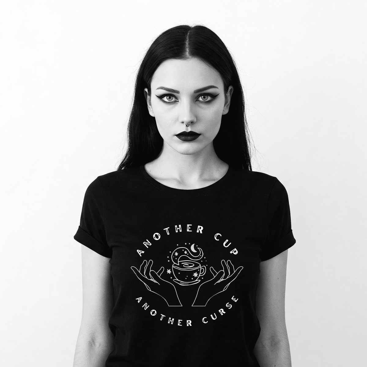 Another Coffee Another Curse Unisex T-Shirt-Black Clothing - Gothic & Alternative Gift - Haunted