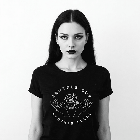 Another Coffee Another Curse Unisex T-Shirt-Black Clothing - Gothic & Alternative Gift - Haunted