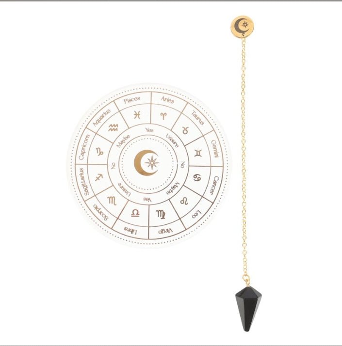 Astrology Wheel Pendulum Divination Kit Crystals - Gothic & Alternative Gift - Haunted