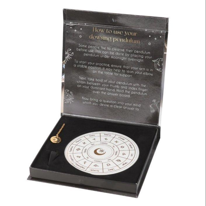 Astrology Wheel Pendulum Divination Kit Crystals - Gothic & Alternative Gift - Haunted