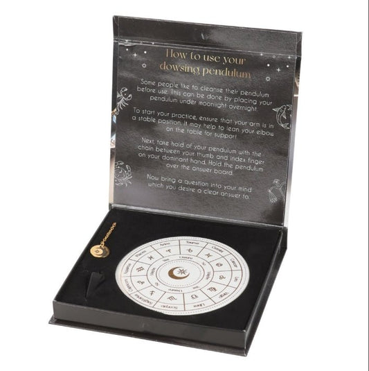 Astrology Wheel Pendulum Divination Kit Crystals - Gothic & Alternative Gift - Haunted