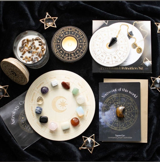 Astrology Wheel Pendulum Divination Kit Crystals - Gothic & Alternative Gift - Haunted