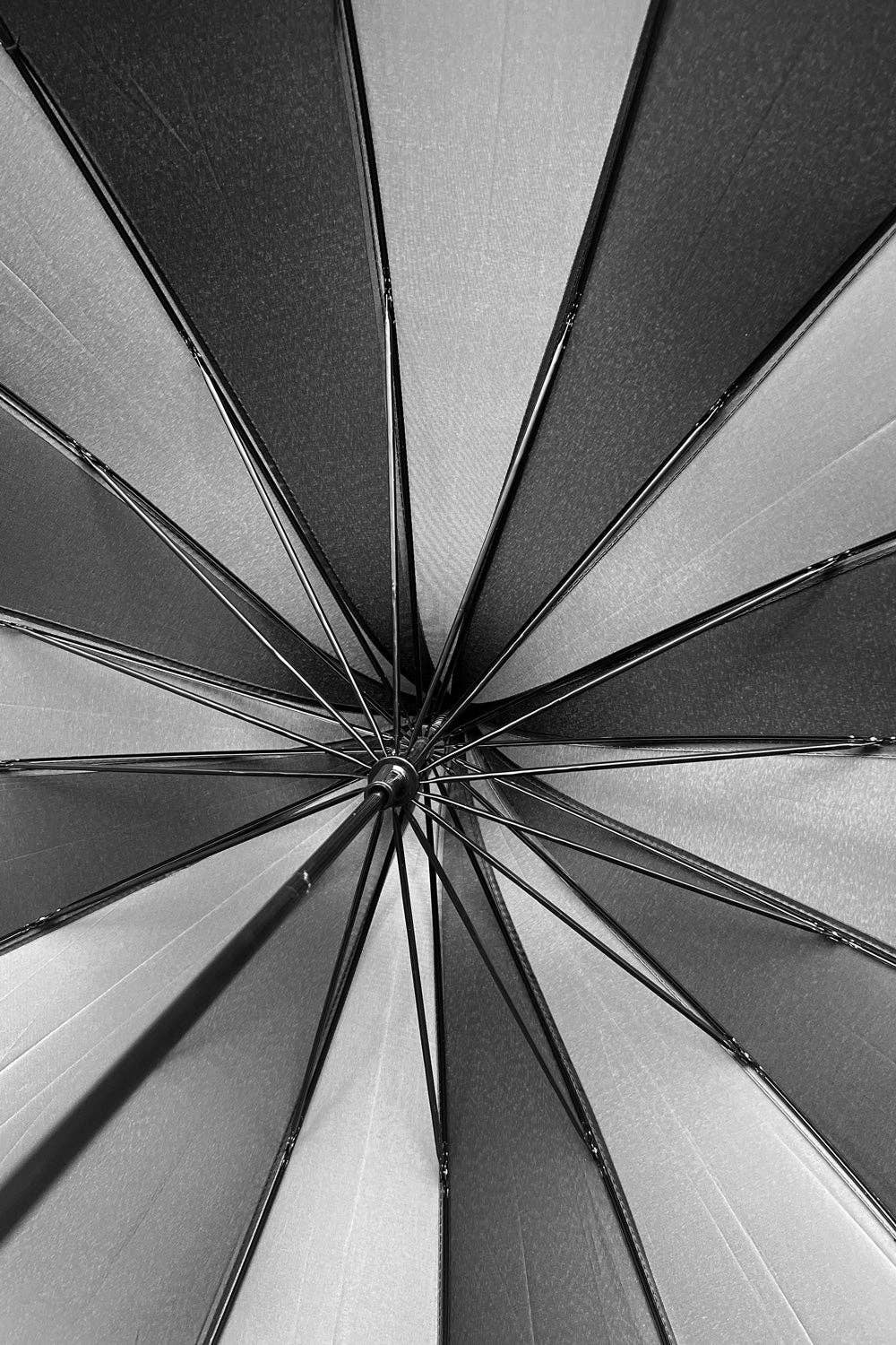 Batwing Pagoda Umbrella [BLACK/GRAY STRIPED] Accessories - Gothic & Alternative Gift - Haunted