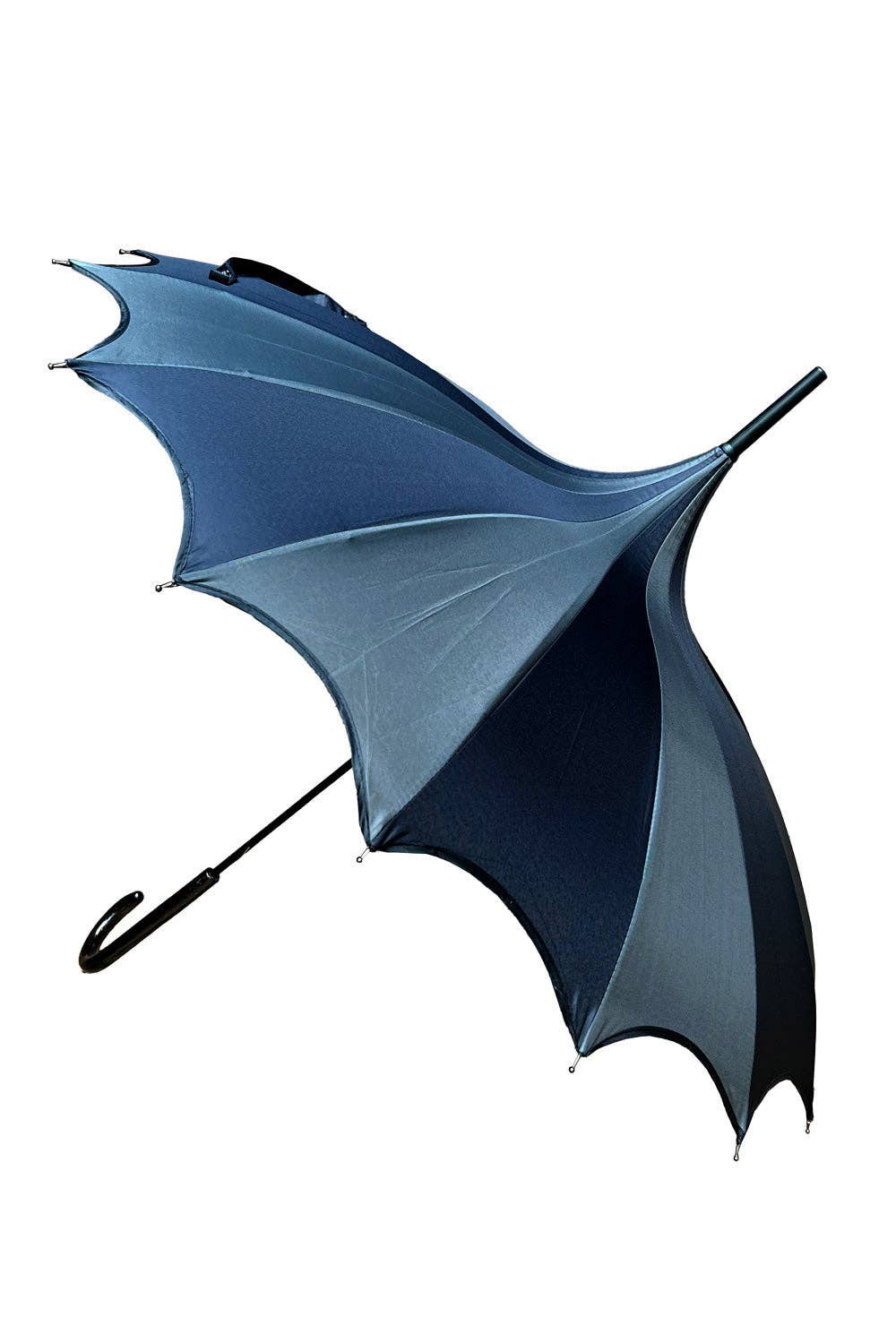 Batwing Pagoda Umbrella [BLACK/GRAY STRIPED] Accessories - Gothic & Alternative Gift - Haunted