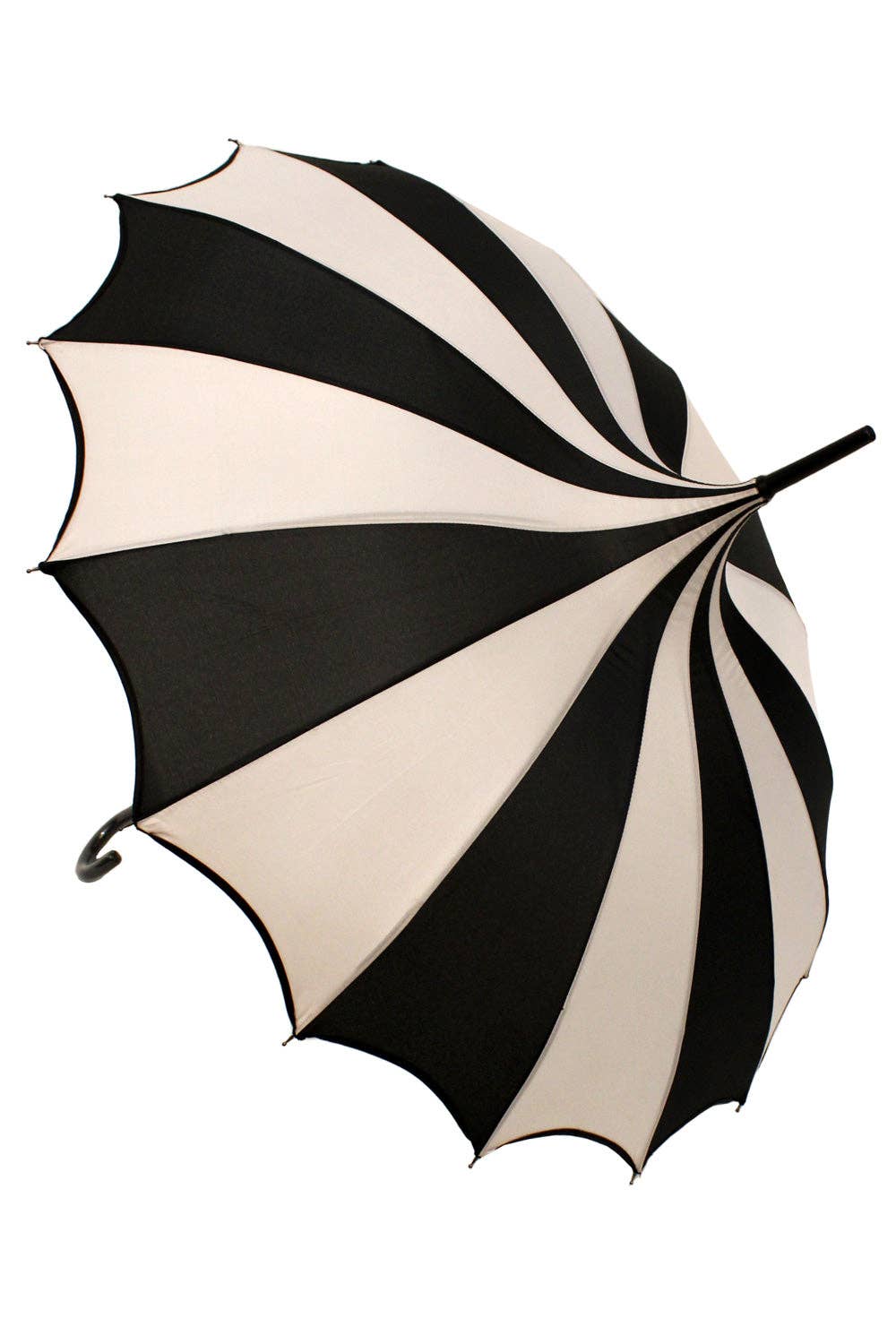 Batwing Pagoda Umbrella [BLACK/WHITE STRIPED] Accessories - Gothic & Alternative Gift - Haunted