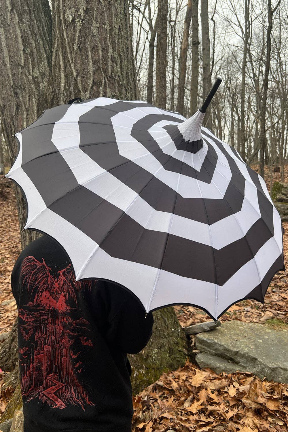 Batwing Pagoda Umbrella [SPOOKY SPIRAL] Accessories - Gothic & Alternative Gift - Haunted