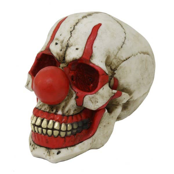 Creepy Clown Skull Figurine – Cold Cast Resin Horror Decor