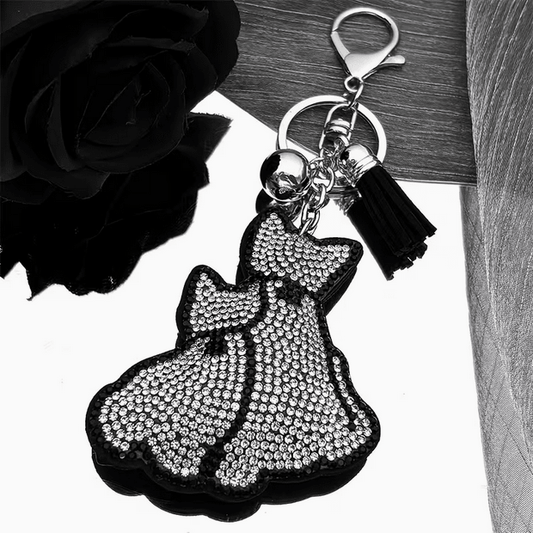 Bedazzled Puff Cat Keychain Kitty keychains - Gothic & Alternative Gift - Haunted