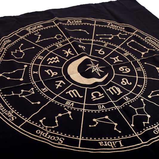 Black Astrology Wheel Altar Cloth Decorative Accessories, - Gothic & Alternative Gift - Haunted