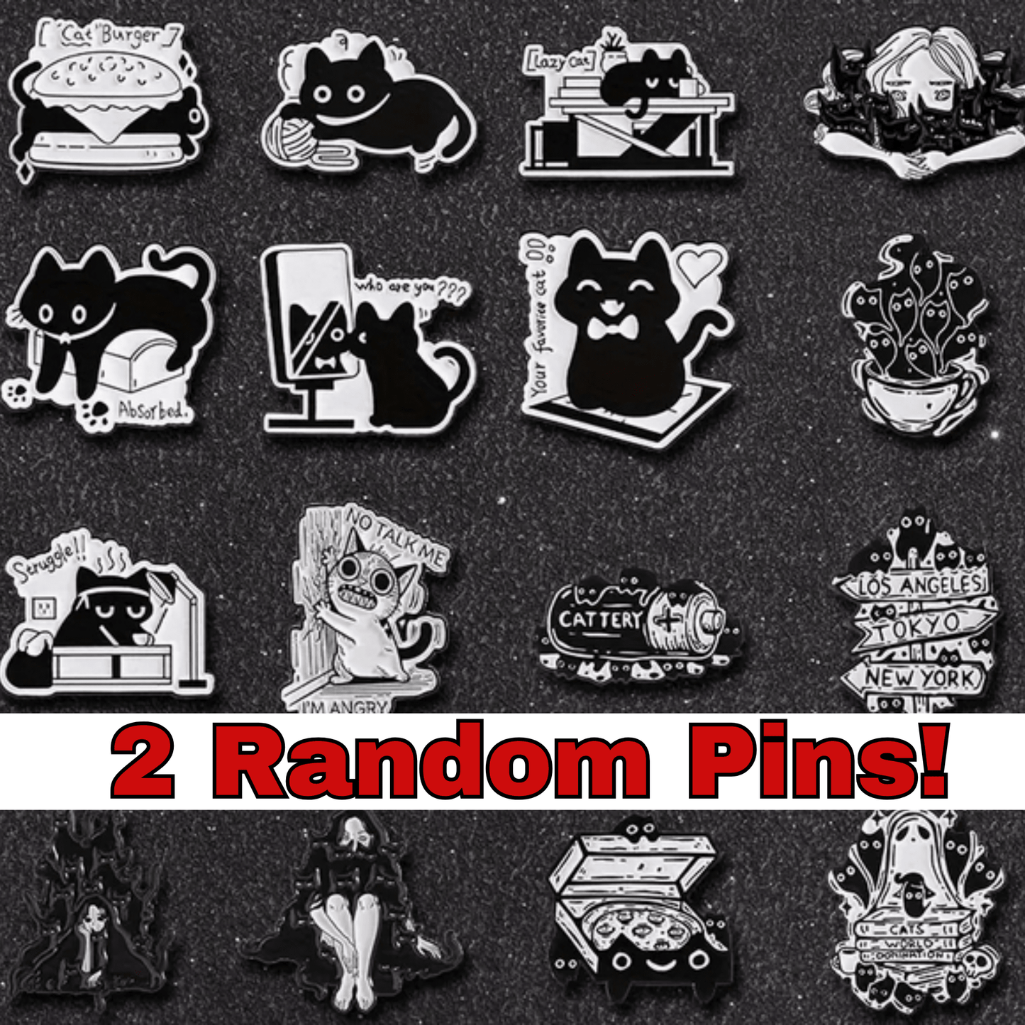 Black Cat Enamel Pin two for $10.50 Accessories - Gothic & Alternative Gift - Haunted