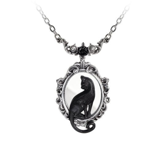 Black Cat Feline Felicity Silhouette Pendant Necklace Jewelry - Gothic & Alternative Gift - Haunted