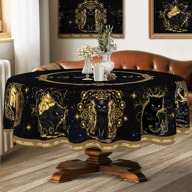 Black Cat Halloween Witchy Tablecloth Tableware - Gothic & Alternative Gift - Haunted