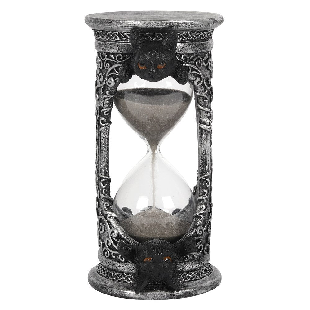 Black Cat Hourglass Timer Decorative Accessories, - Gothic & Alternative Gift - Haunted