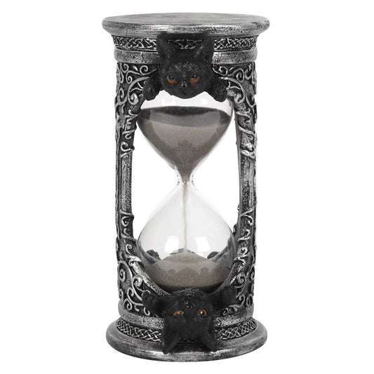 Black Cat Hourglass Timer Decorative Accessories, - Gothic & Alternative Gift - Haunted
