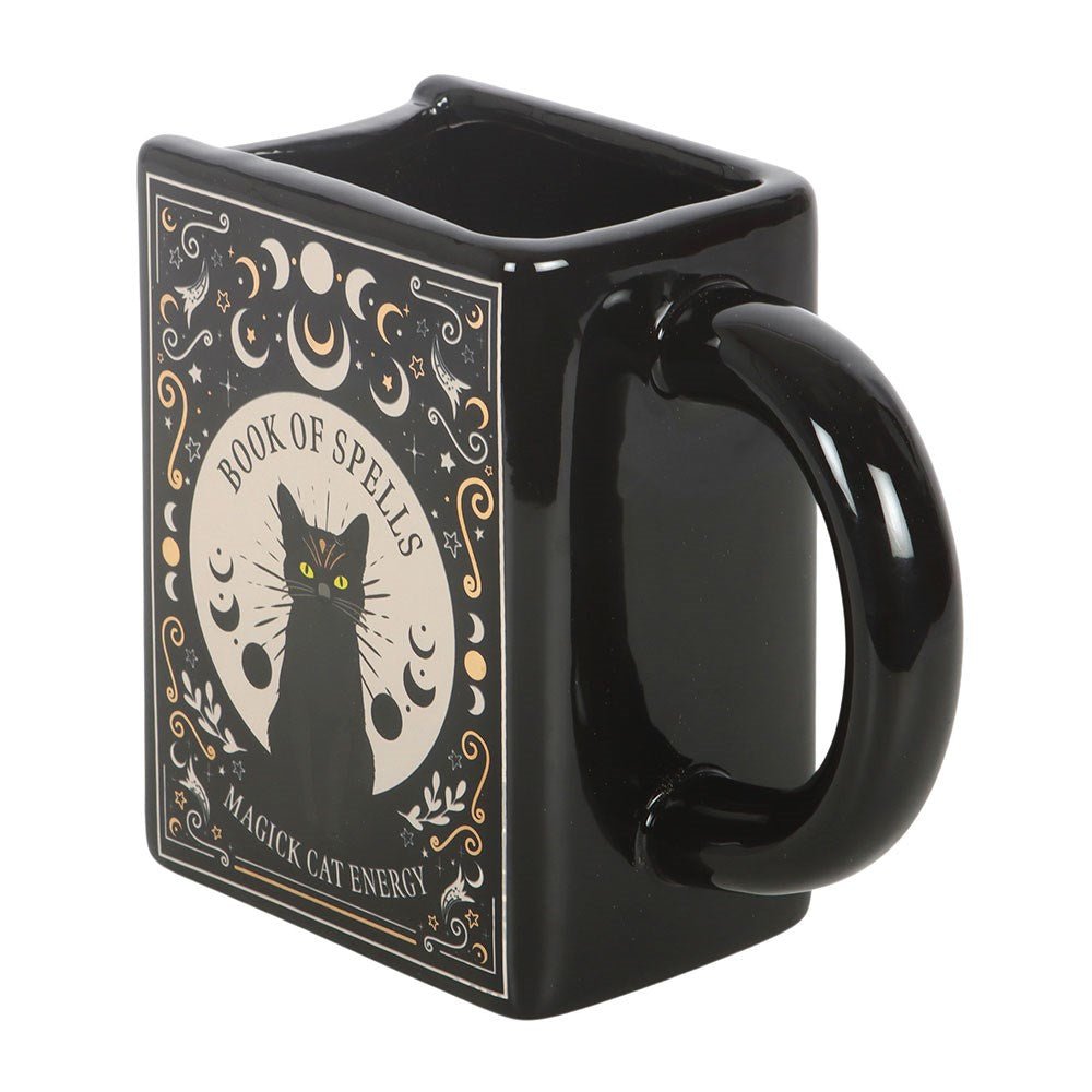 Black Cat Magick Book of Spells Book Shaped Mug Drinkware - Gothic & Alternative Gift - Haunted