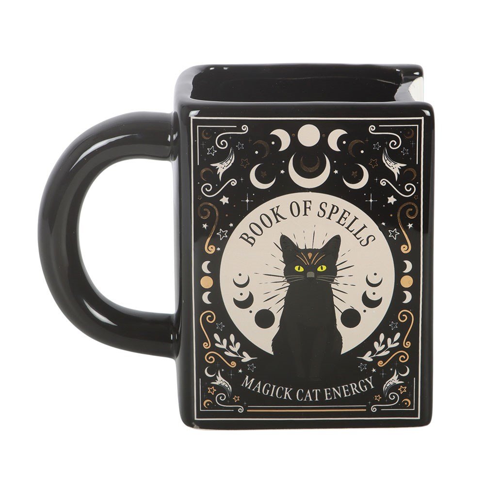 Black Cat Magick Book of Spells Book Shaped Mug Drinkware - Gothic & Alternative Gift - Haunted
