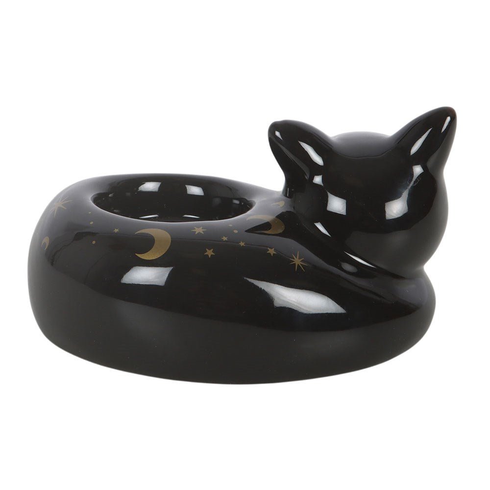 Black Cat Magick Curled Cat Tealight Holder Candle holders - Gothic & Alternative Gift - Haunted