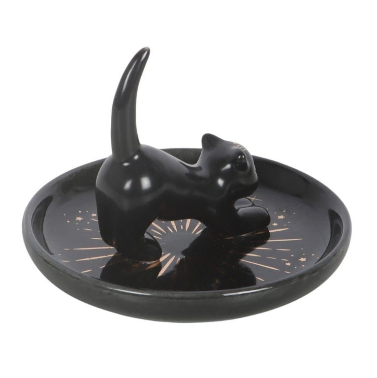Black Cat Magick Stretching Cat Trinket Dish Home Decor - Gothic & Alternative Gift - Haunted