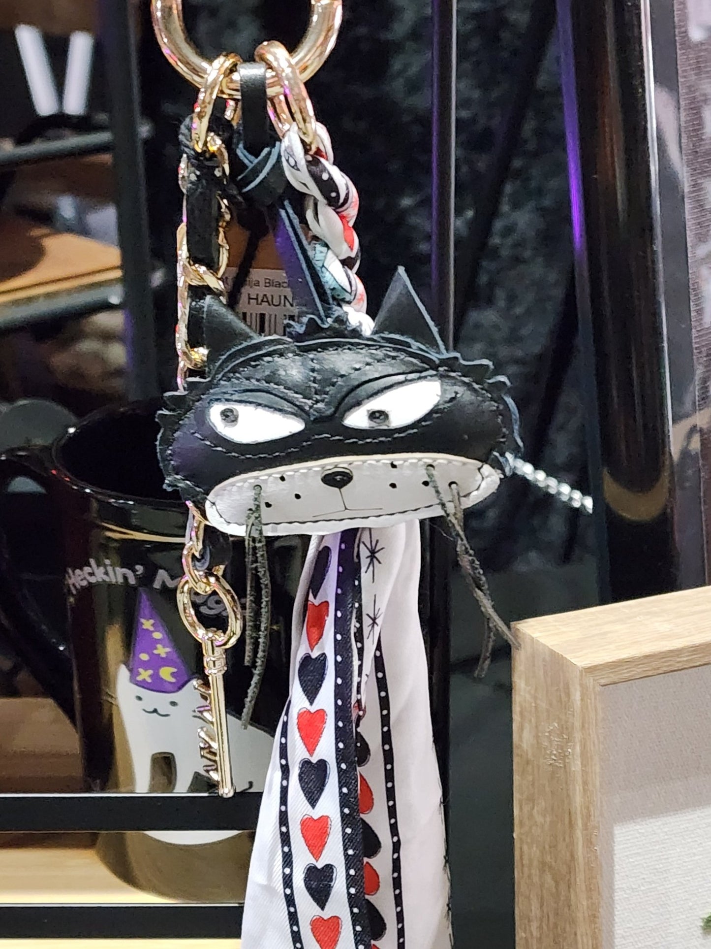 Black Cat Ouija Black Heart Goth Purse Charm Costumes - Gothic & Alternative Gift - Haunted