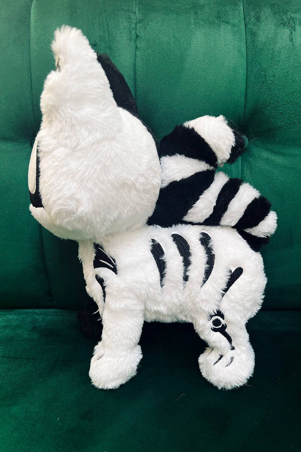 Black Cat Skeleton Splitzokitty Plush Toy Black and White Split Stuffed Animals - Gothic & Alternative Gift - Haunted