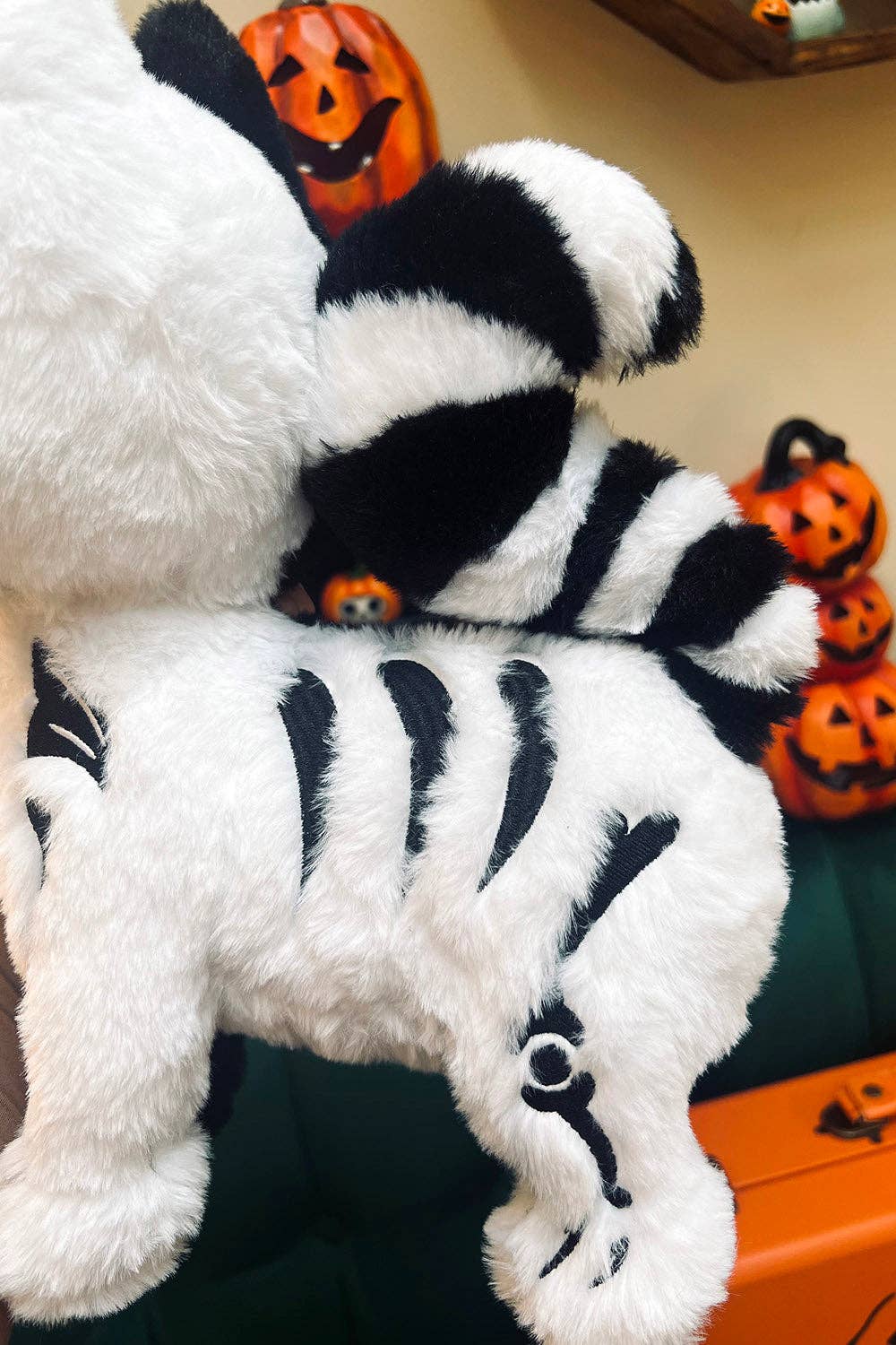 Black Cat Skeleton Splitzokitty Plush Toy Black and White Split Stuffed Animals - Gothic & Alternative Gift - Haunted